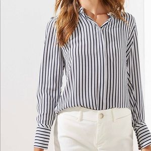 Blue and white striped LOFT button down, size xs